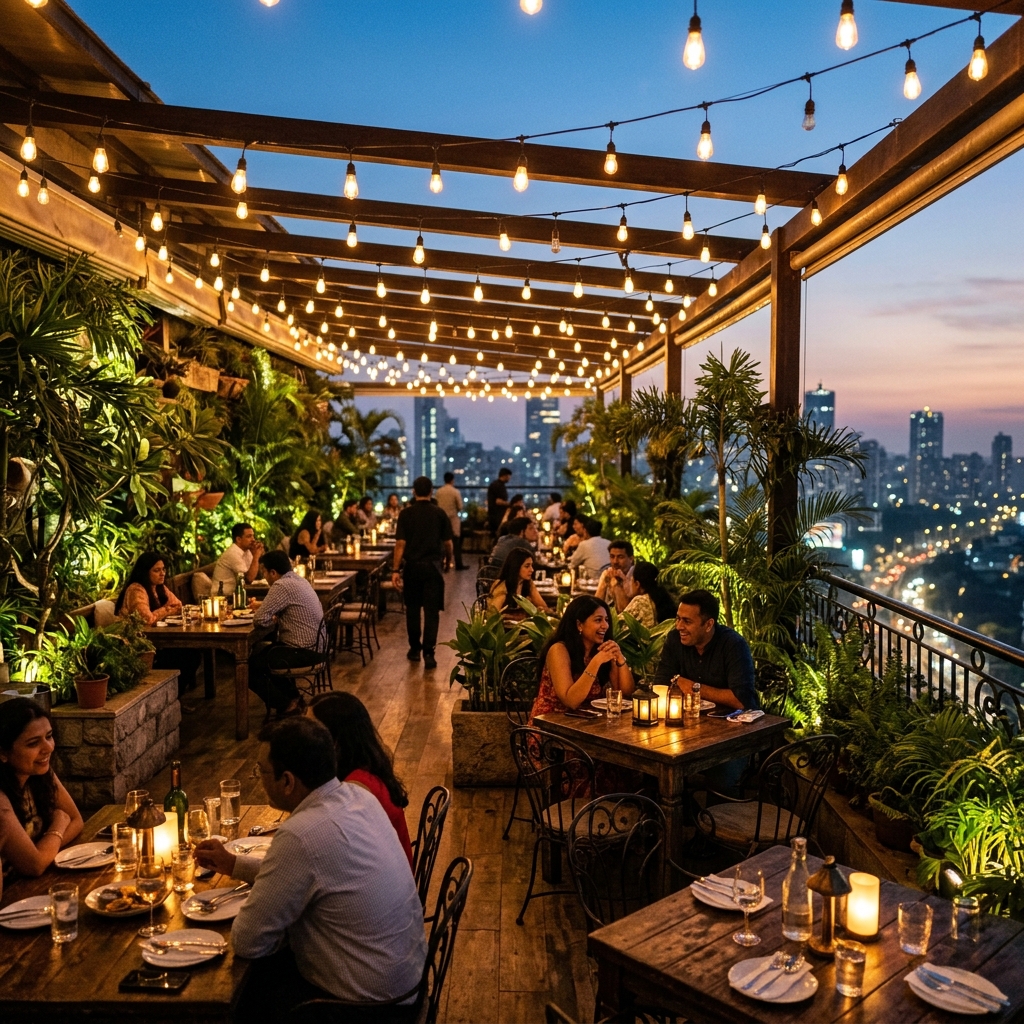 High Garden rooftop ambiance at night